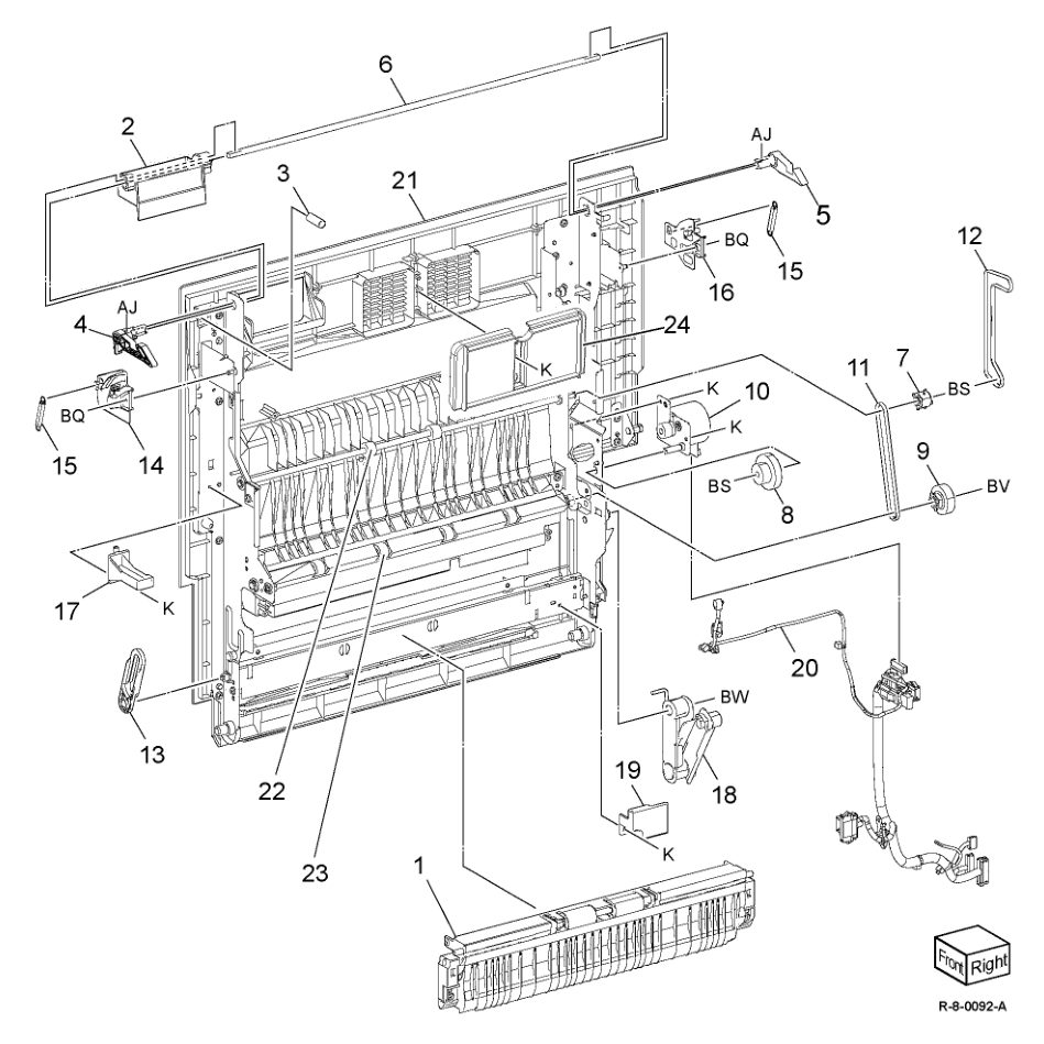 PL 80.75 Left Cover Transport Assembly parts diagram - Xerox AltaLink B8145 / B8155 / B8170 / C8130