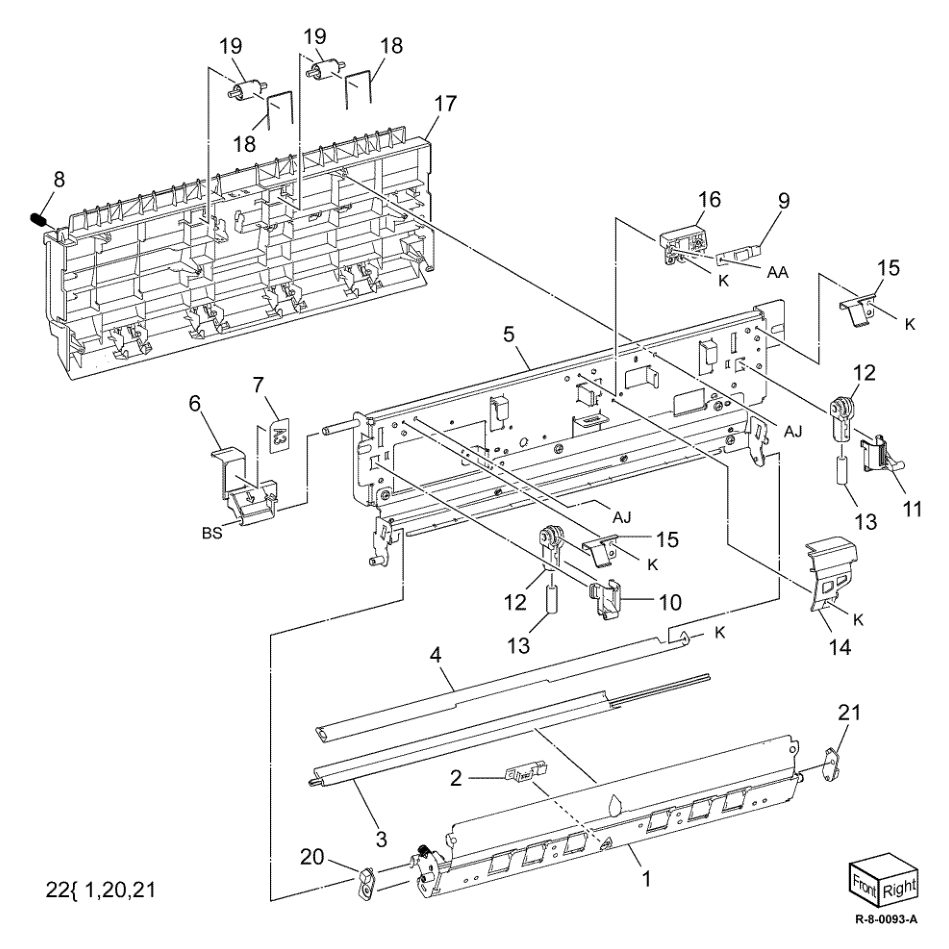 PL 80.80 Duplex Inner Chute Assembly parts diagram - Xerox AltaLink B8145 / B8155 / B8170 / C8130