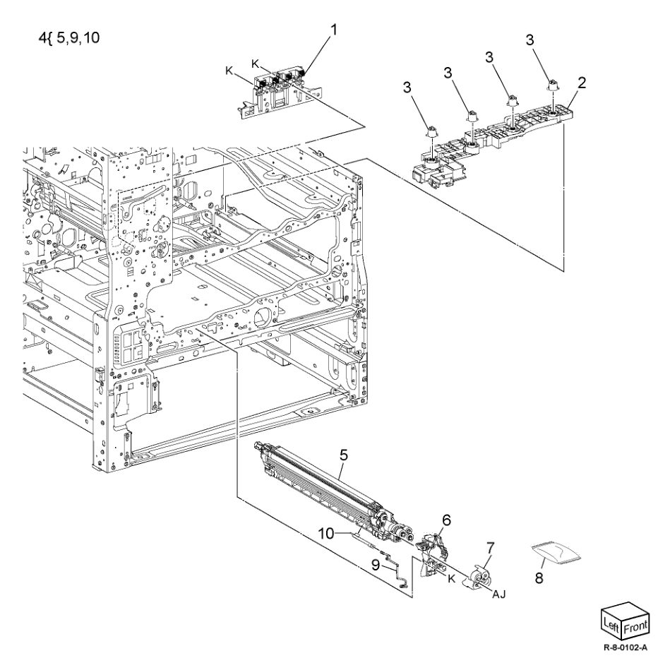 PL 90.05 Developer Unit parts diagram - Xerox AltaLink B8145 / B8155 / B8170 / C8130
