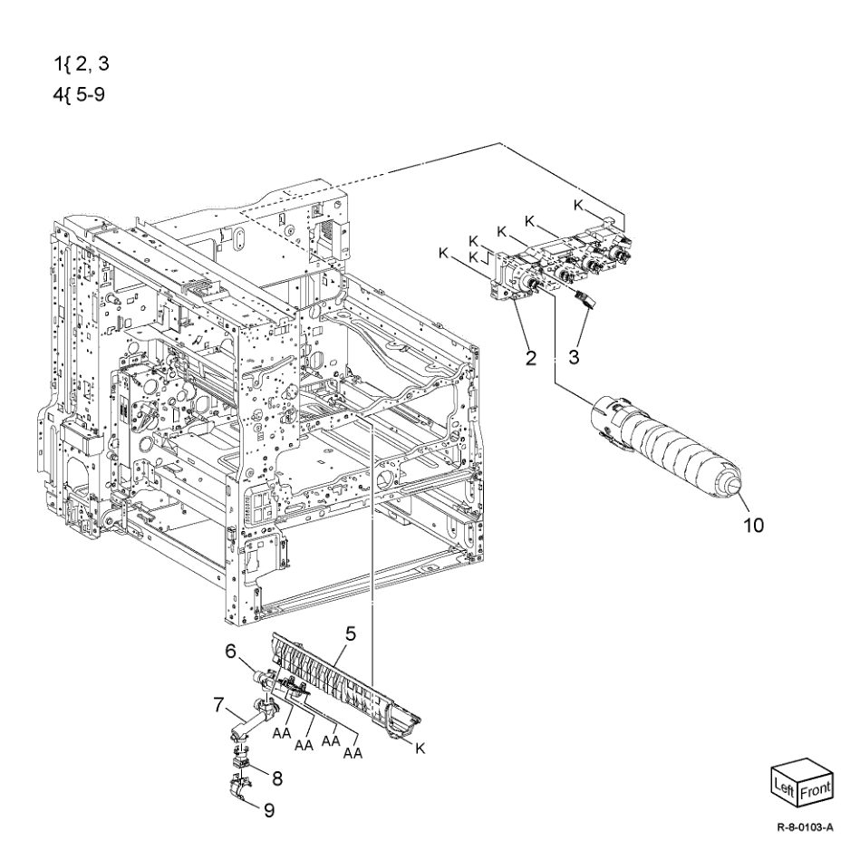 PL 90.10 Toner Dispense parts diagram - Xerox AltaLink B8145 / B8155 / B8170 / C8130