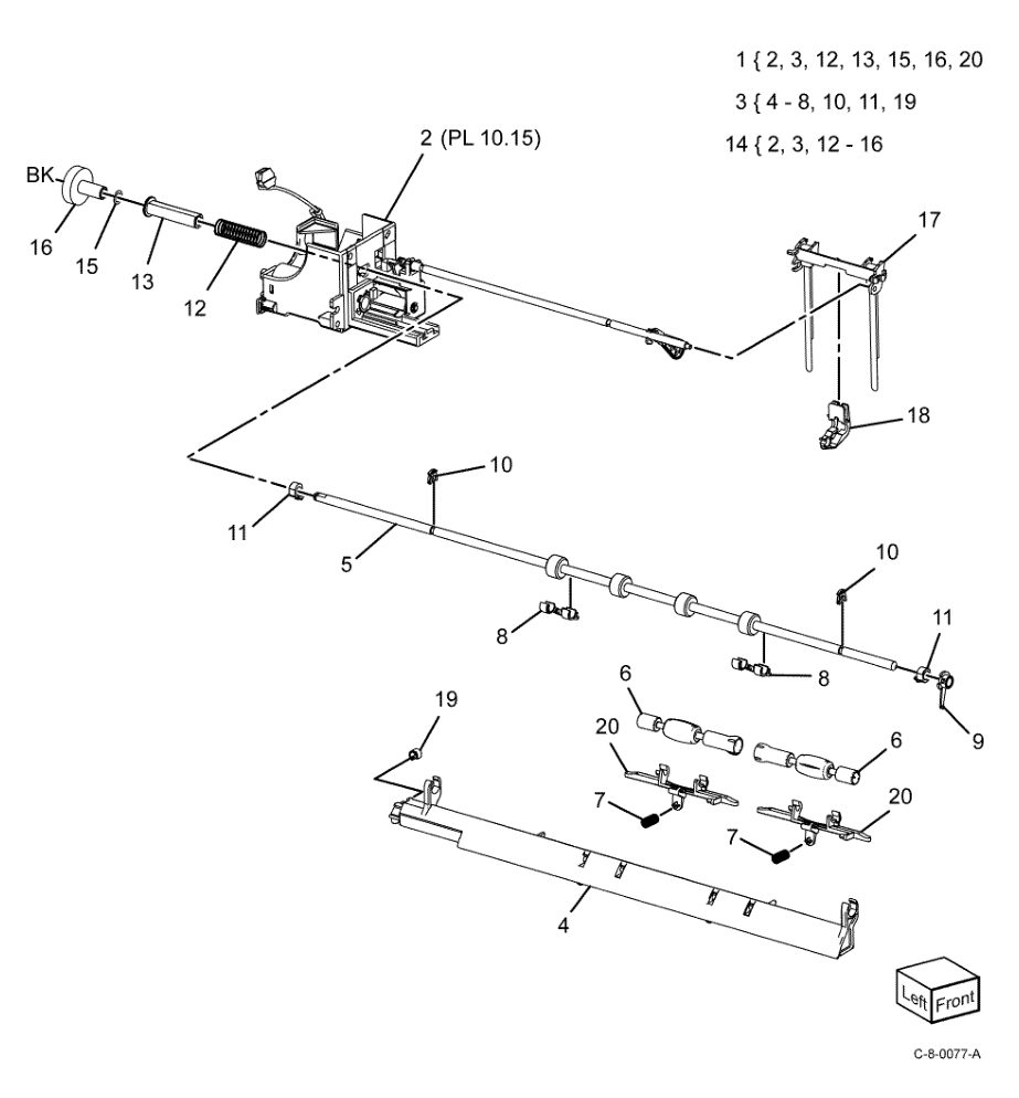 PL 10.10 Exit 1 parts diagram - Xerox VersaLink C7000 / C7020 / C7025 / C7030