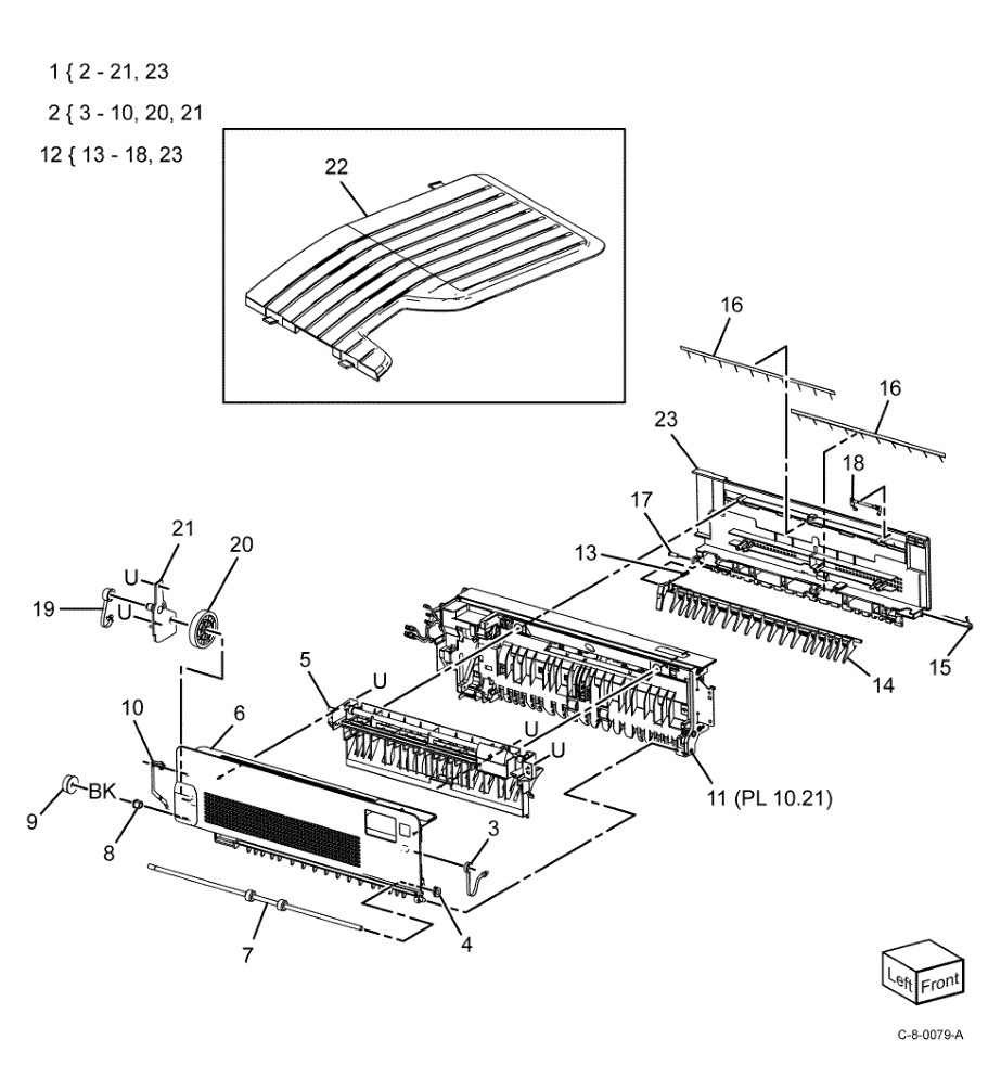 PL 10.20 Exit 2 (1 of 3) parts diagram - Xerox VersaLink C7000 / C7020 / C7025 / C7030