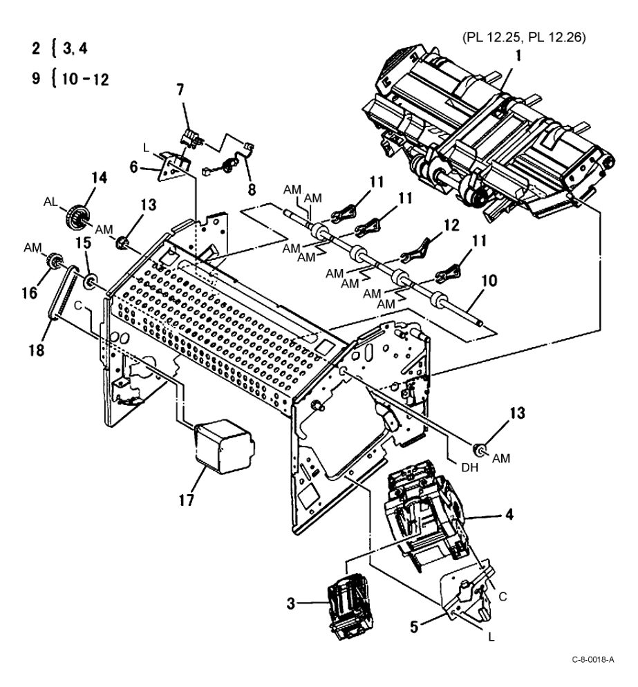 PL 12.11 Integrated Office Finisher parts diagram - Xerox VersaLink C7000 / C7020 / C7025 / C7030