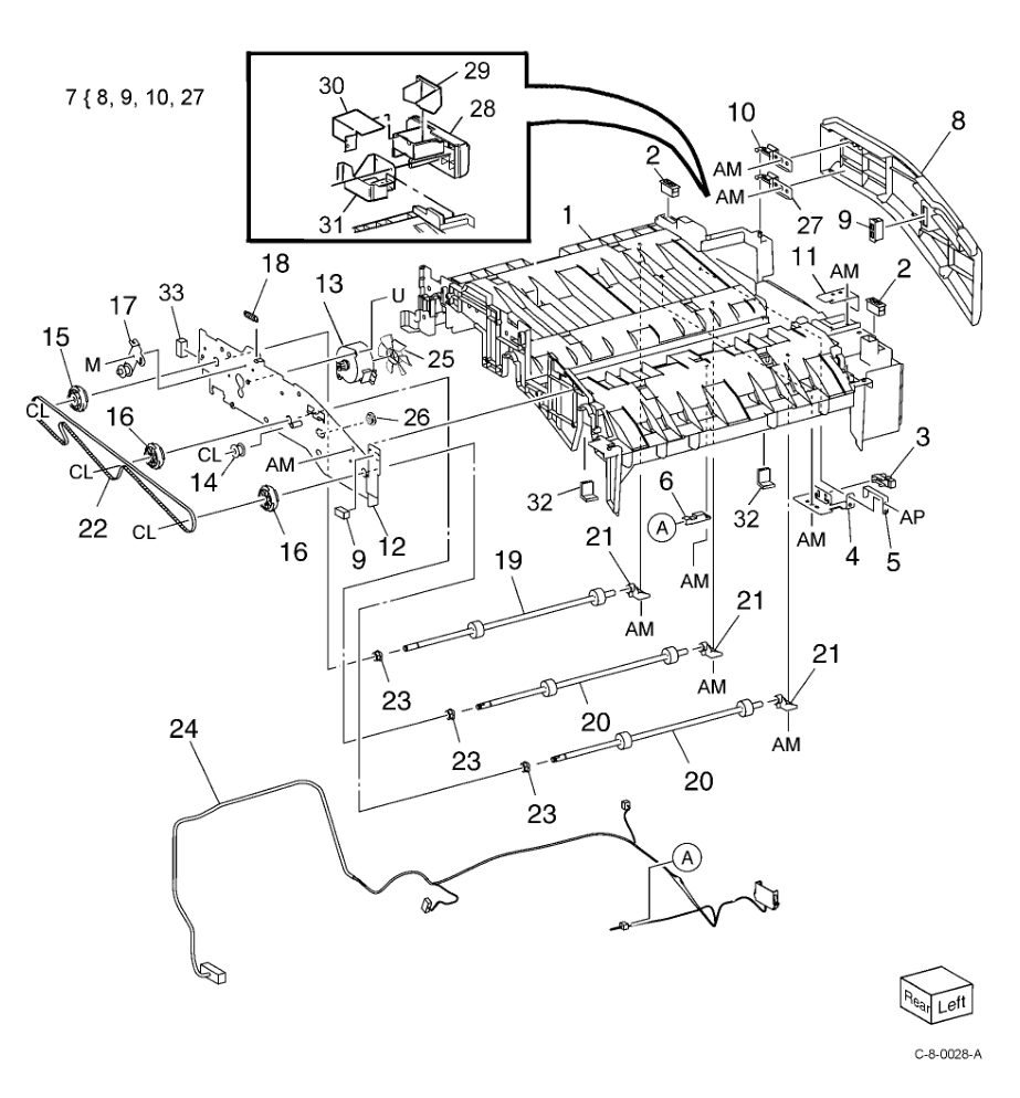 PL 13.08 H-Transport Assembly (4 of parts diagram - Xerox VersaLink C7000 / C7020 / C7025 / C7030