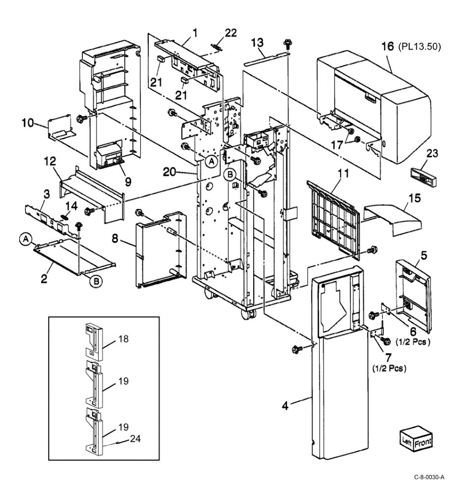 PL 13.10 Office Finisher LX Covers parts diagram - Xerox VersaLink C7000 / C7020 / C7025 / C7030