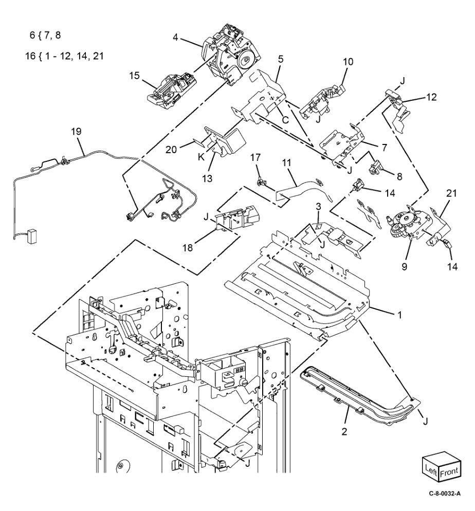 PL 13.20 Office Finisher LX Stapler parts diagram - Xerox VersaLink C7000 / C7020 / C7025 / C7030