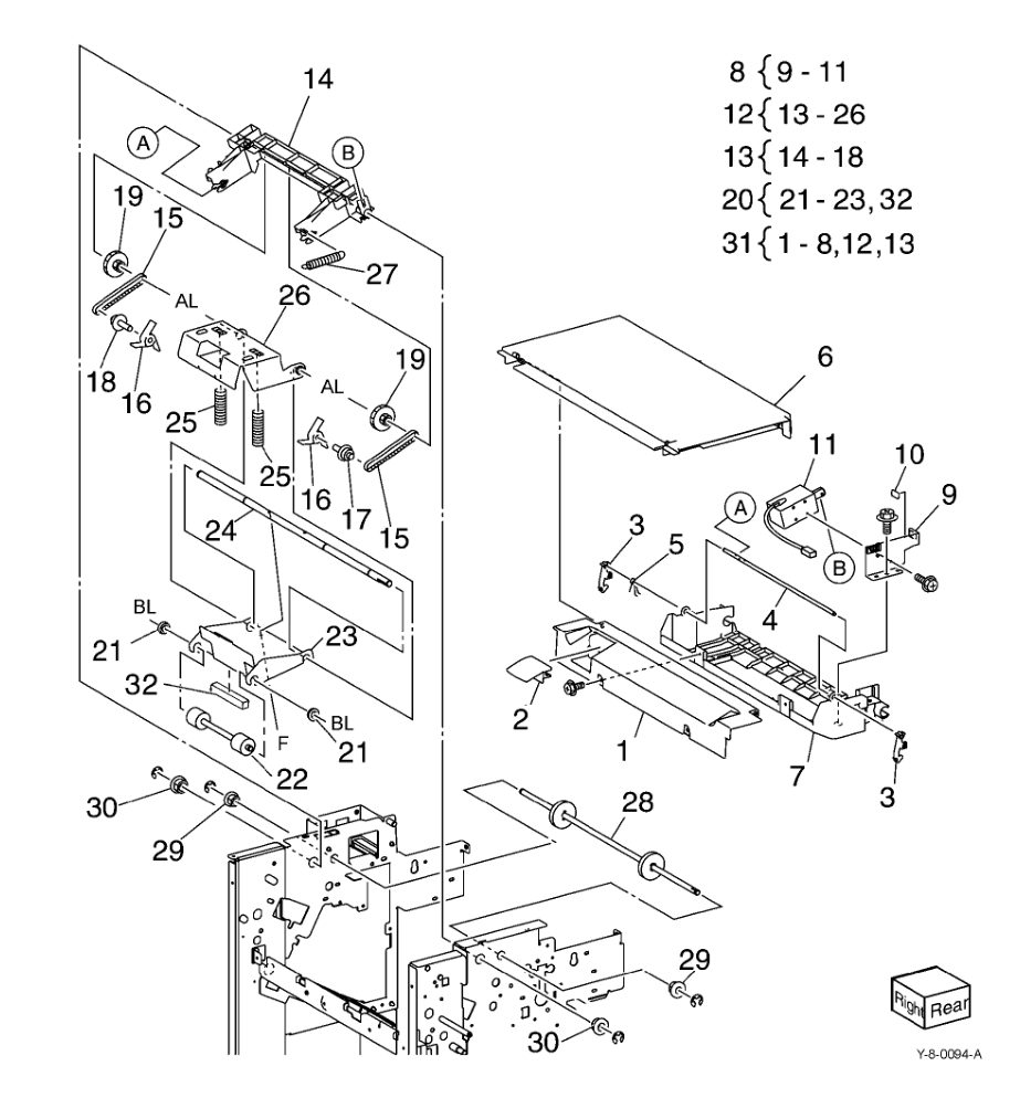 PL 13.26 Office Finisher LX Ejector (2 parts diagram - Xerox VersaLink C7000 / C7020 / C7025 / C7030