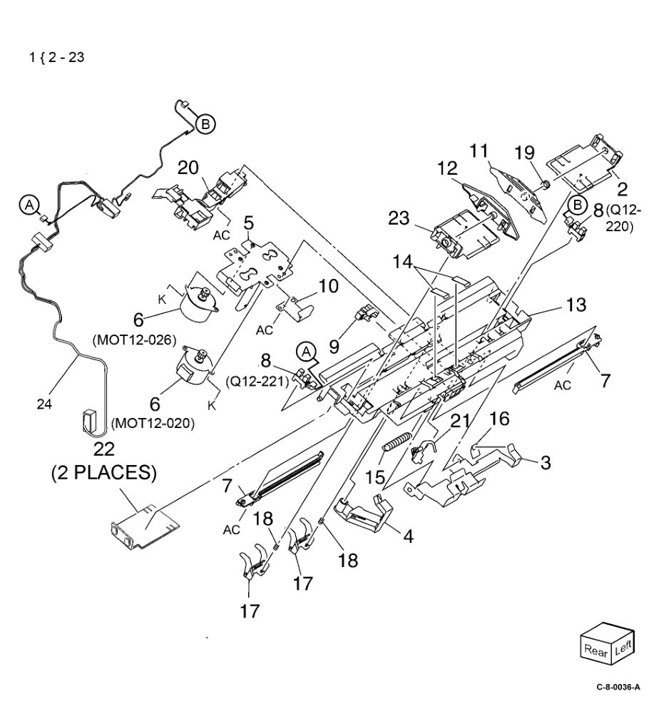 PL 13.28 Office Finisher LX Ejector (4 parts diagram - Xerox VersaLink C7000 / C7020 / C7025 / C7030