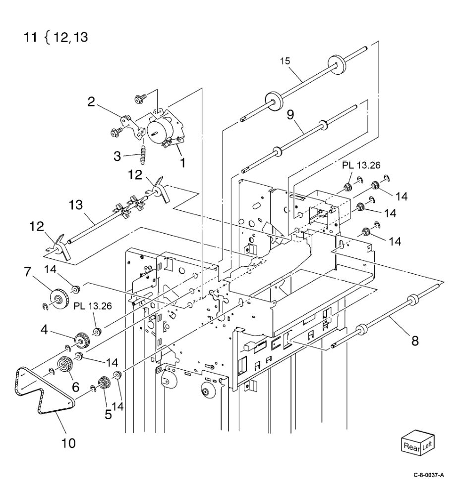 PL 13.29 Office Finisher LX Ejector (5 parts diagram - Xerox VersaLink C7000 / C7020 / C7025 / C7030