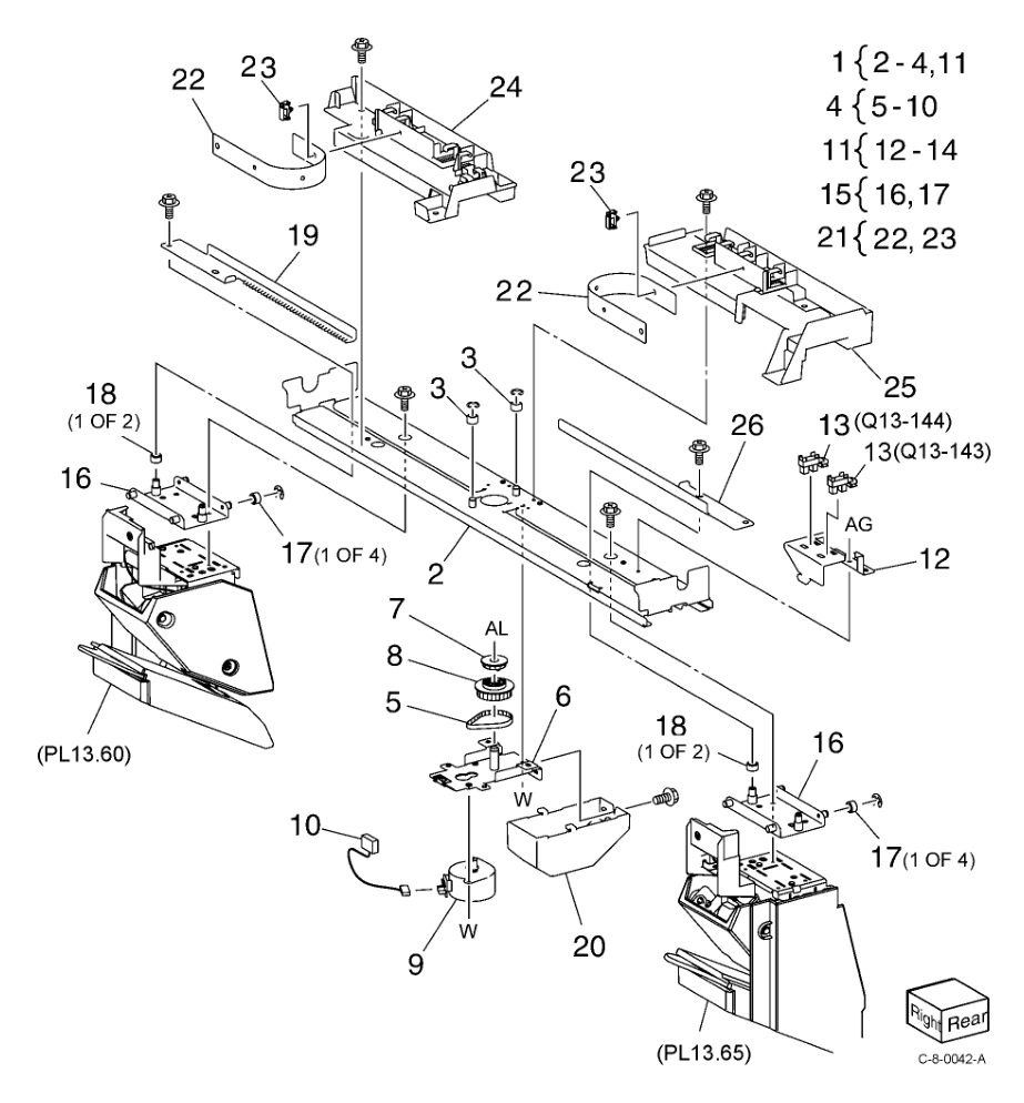 PL 13.55 Office Finisher LX Booklet parts diagram - Xerox VersaLink C7000 / C7020 / C7025 / C7030