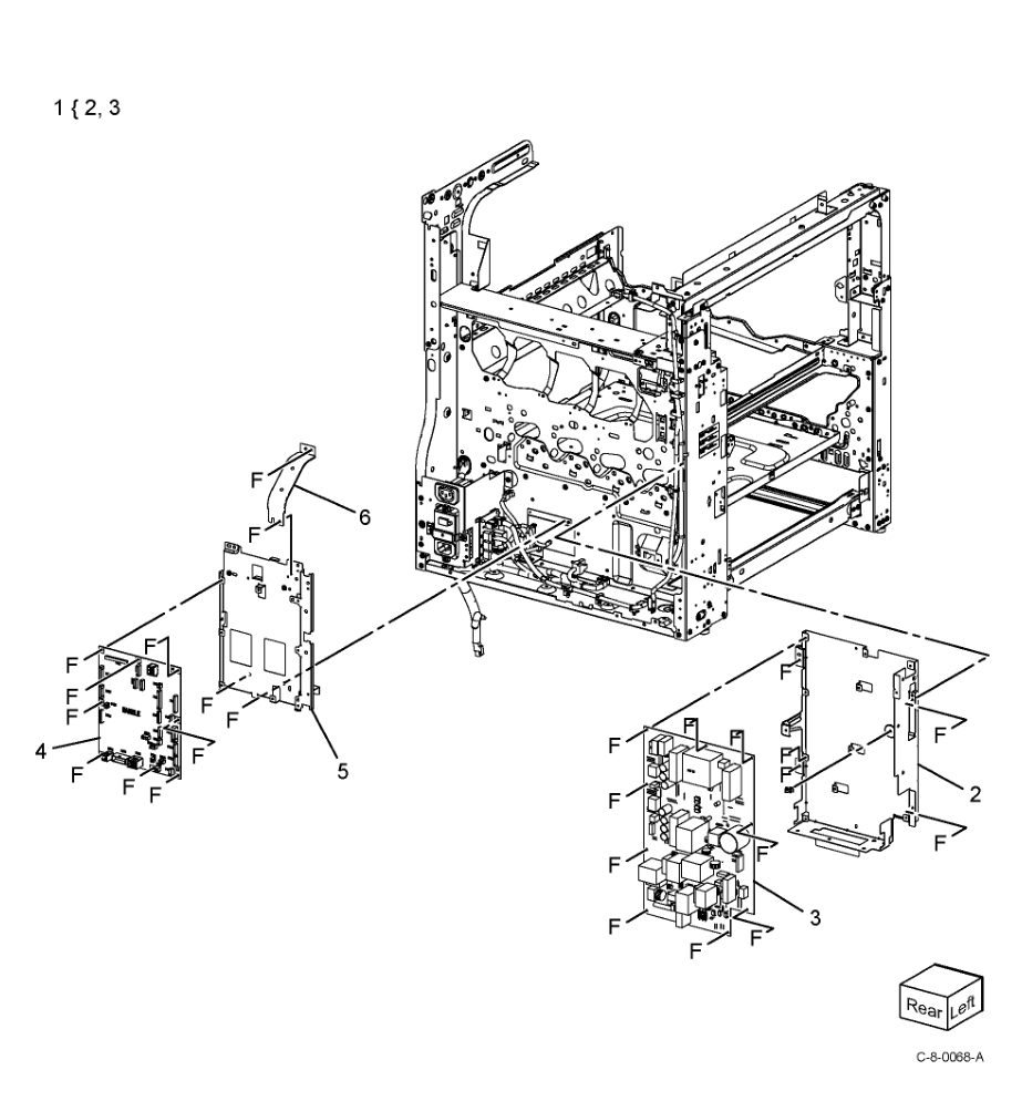 PL 1.10 Electrical-Lower Rear parts diagram - Xerox VersaLink C7000 / C7020 / C7025 / C7030
