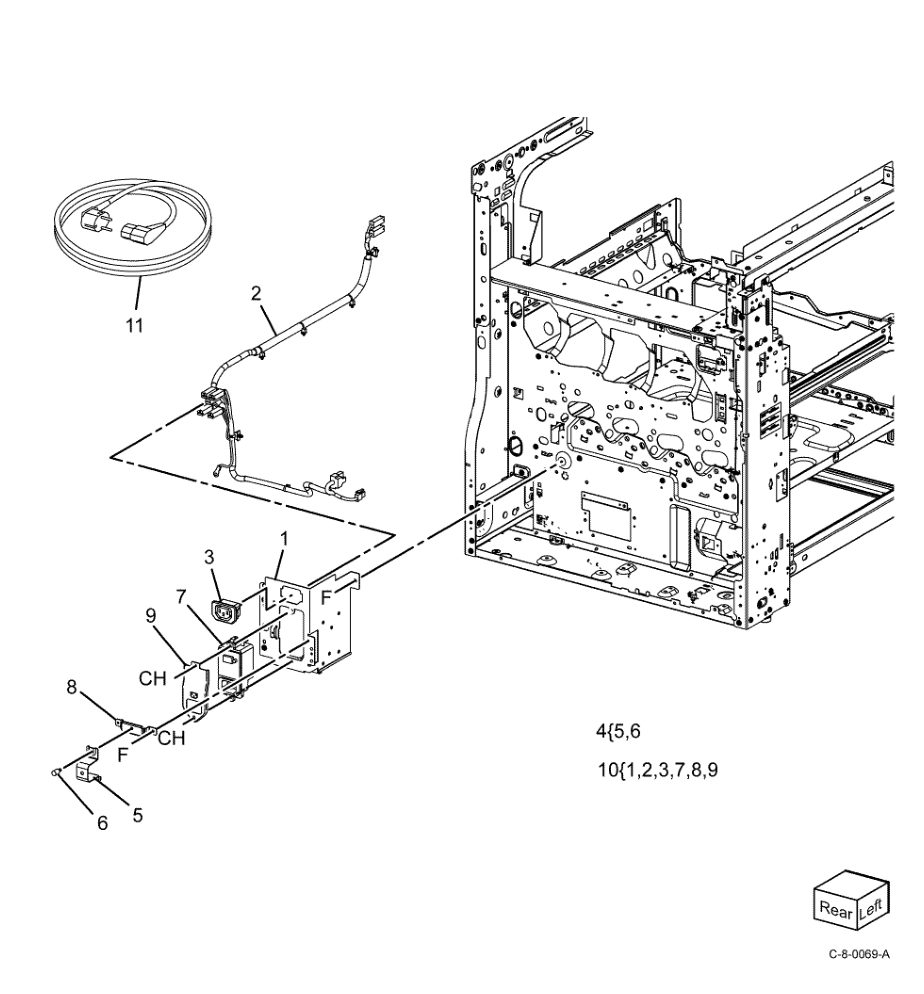 PL 1.15 GFI Breaker parts diagram - Xerox VersaLink C7000 / C7020 / C7025 / C7030