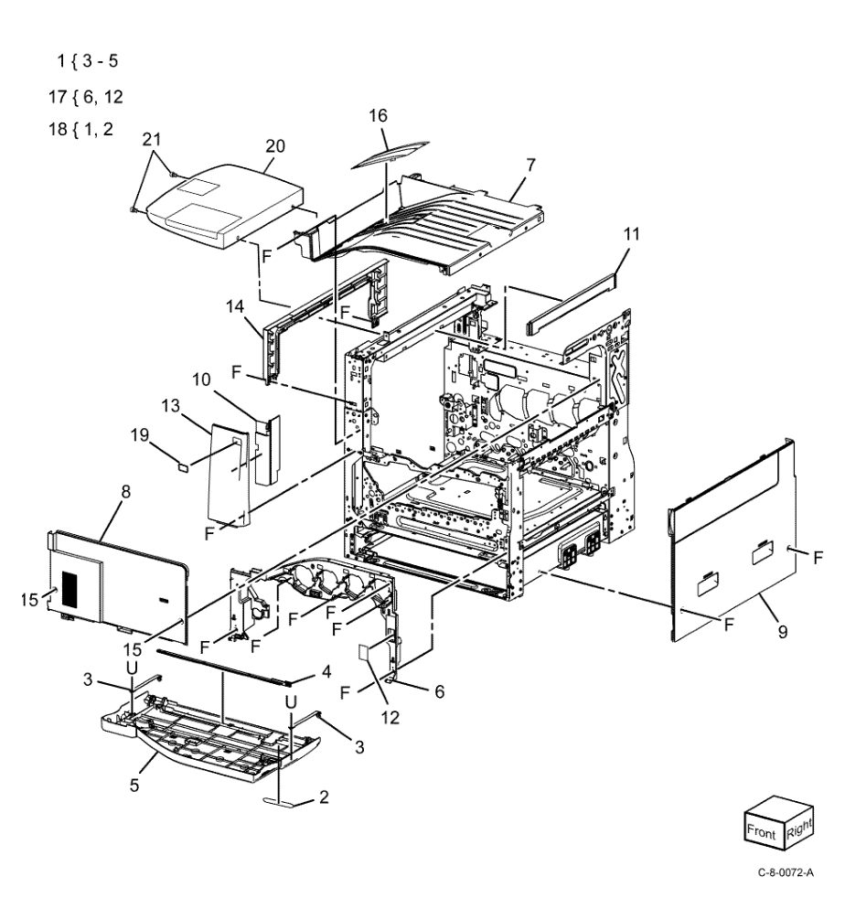 PL 28.05 Covers (1 of 2) parts diagram - Xerox VersaLink C7000 / C7020 / C7025 / C7030
