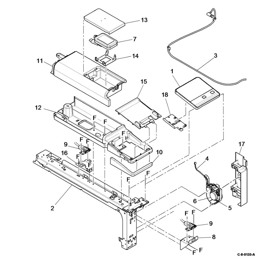 PL 2.10 User Interface (C7000) parts diagram - Xerox VersaLink C7000 / C7020 / C7025 / C7030