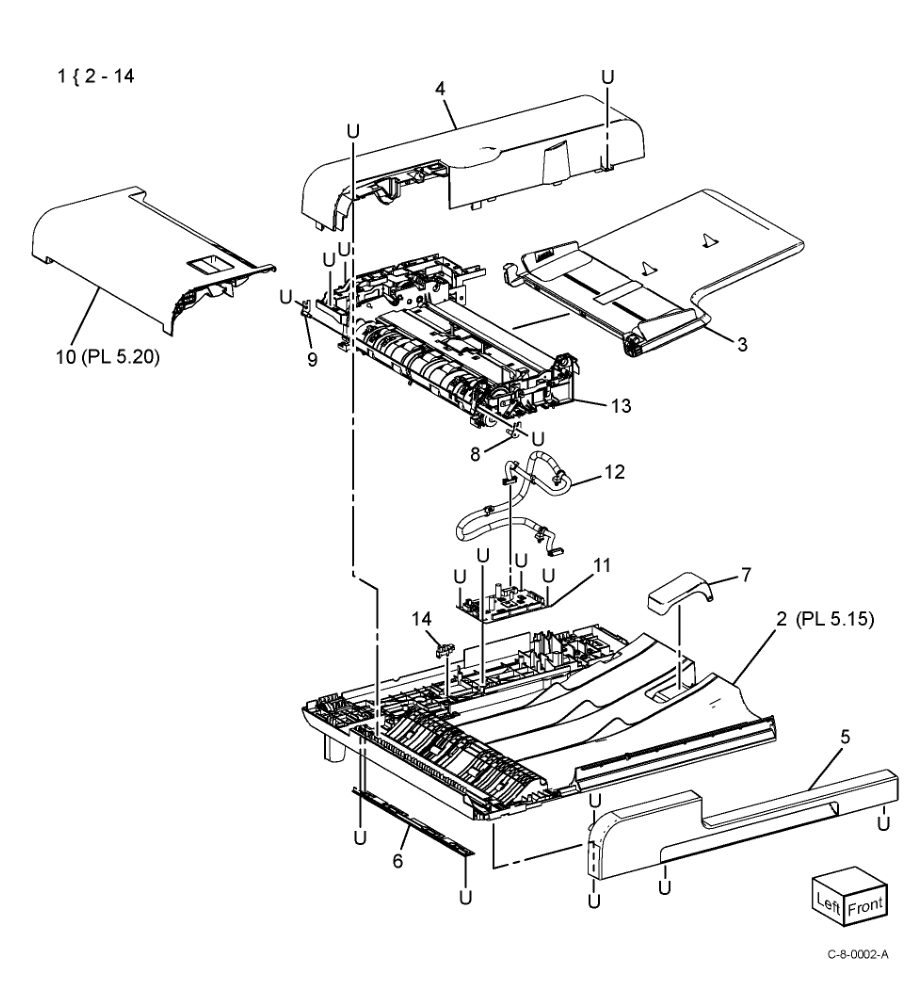 PL 5.10 DADF Components parts diagram - Xerox VersaLink C7000 / C7020 / C7025 / C7030