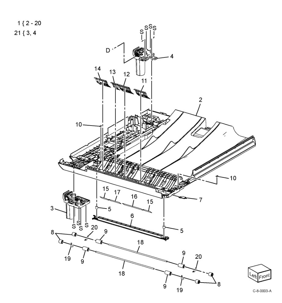 PL 5.15 DADF Base Frame parts diagram - Xerox VersaLink C7000 / C7020 / C7025 / C7030
