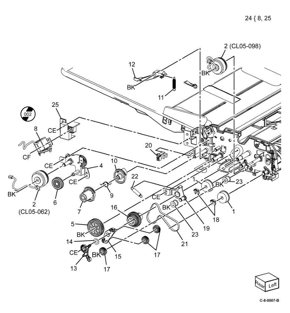 PL 5.35 DADF Feeder Rear Frame (W/ parts diagram - Xerox VersaLink C7000 / C7020 / C7025 / C7030