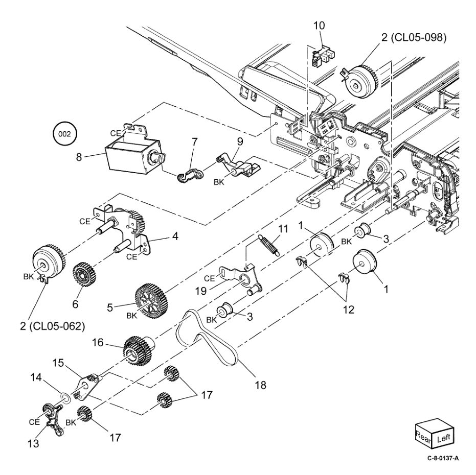 PL 5.36 DADF Feeder Rear Frame (W/ parts diagram - Xerox VersaLink C7000 / C7020 / C7025 / C7030