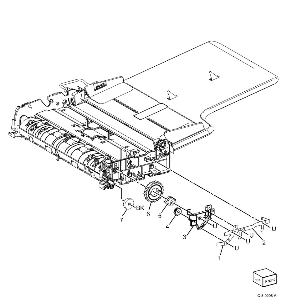 PL 5.40 DADF Feeder Front Frame parts diagram - Xerox VersaLink C7000 / C7020 / C7025 / C7030