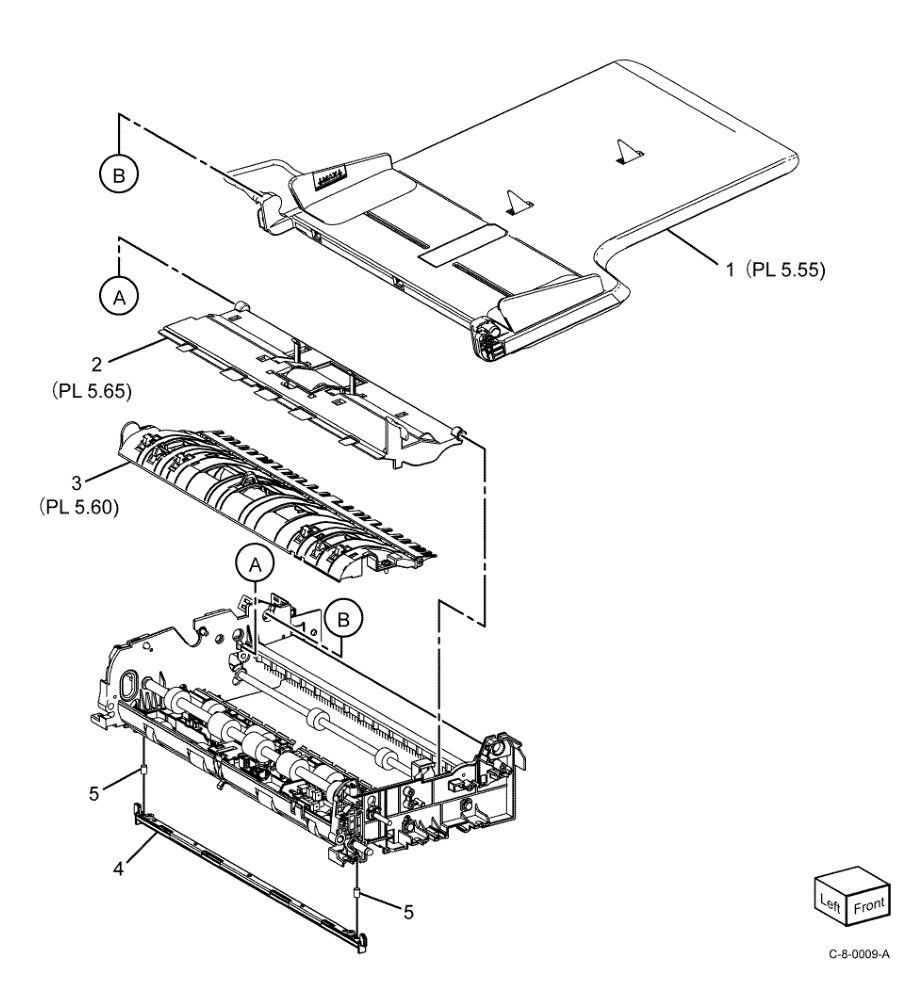 PL 5.45 DADF Tray and Chute parts diagram - Xerox VersaLink C7000 / C7020 / C7025 / C7030