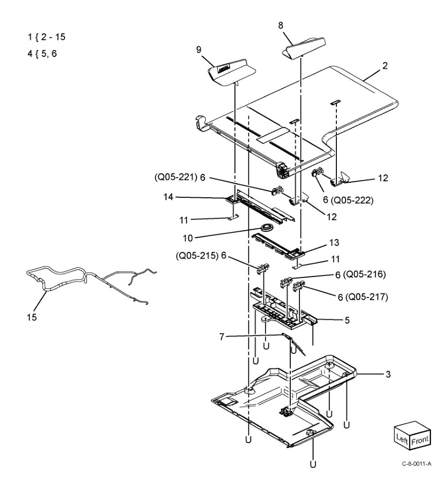 PL 5.55 Document Tray parts diagram - Xerox VersaLink C7000 / C7020 / C7025 / C7030