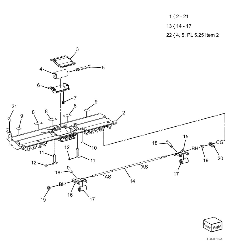 PL 5.65 Retard Chute parts diagram - Xerox VersaLink C7000 / C7020 / C7025 / C7030