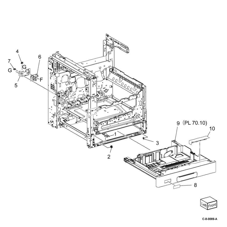PL 70.05 Tray 1 parts diagram - Xerox VersaLink C7000 / C7020 / C7025 / C7030
