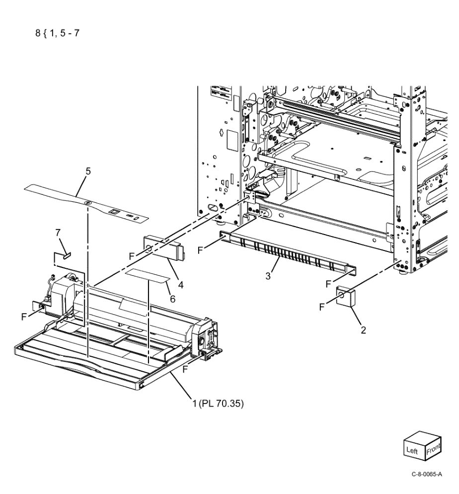 PL 70.30 Bypass Tray parts diagram - Xerox VersaLink C7000 / C7020 / C7025 / C7030