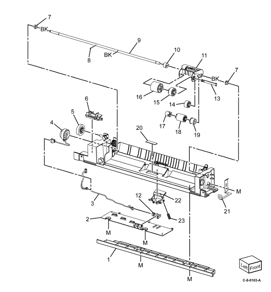 PL 70.40 Bypass Tray Lower Feeder parts diagram - Xerox VersaLink C7000 / C7020 / C7025 / C7030