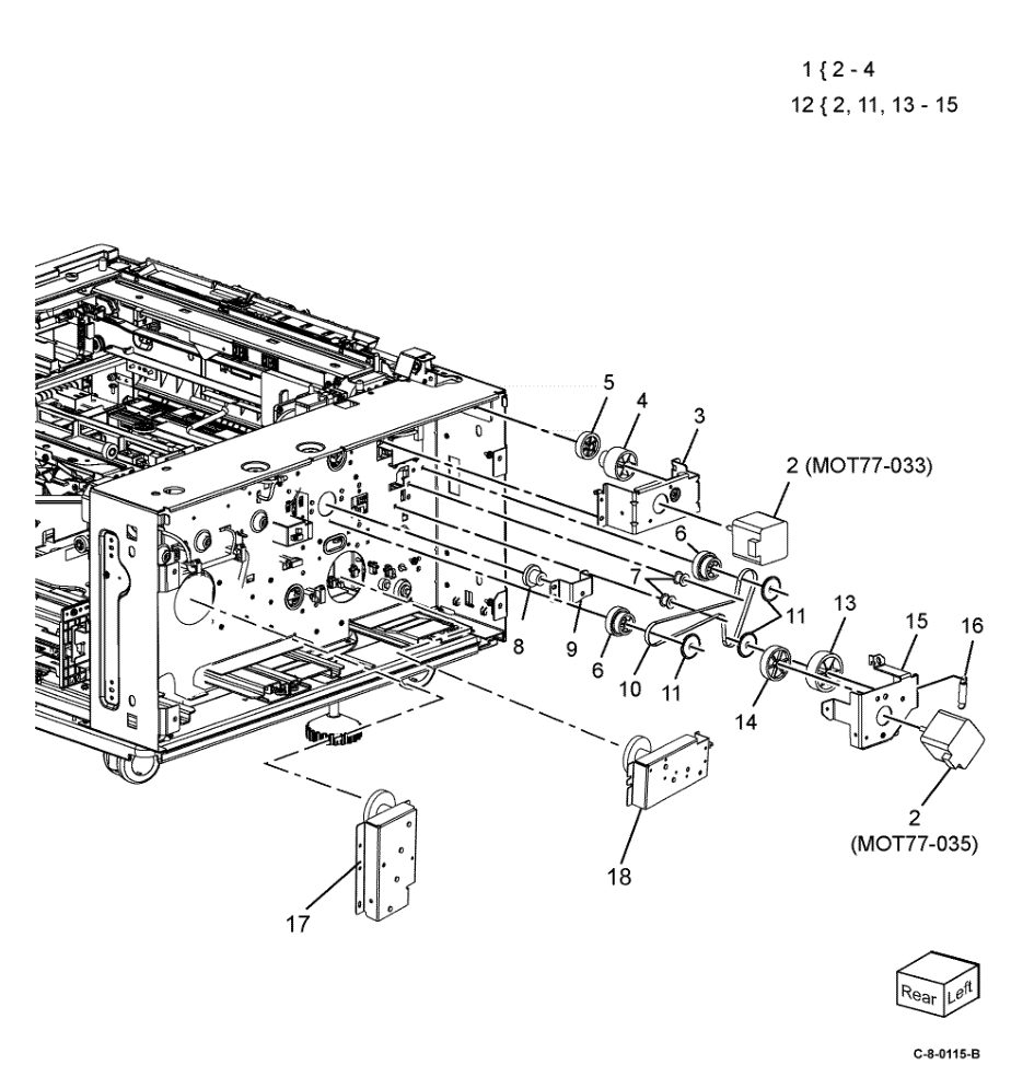 PL 70.85 TTM Drive Components parts diagram - Xerox VersaLink C7000 / C7020 / C7025 / C7030