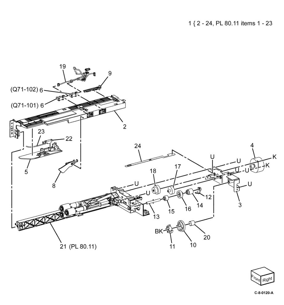 PL 80.10 Tray 1 Feeder Assembly (1 of parts diagram - Xerox VersaLink C7000 / C7020 / C7025 / C7030