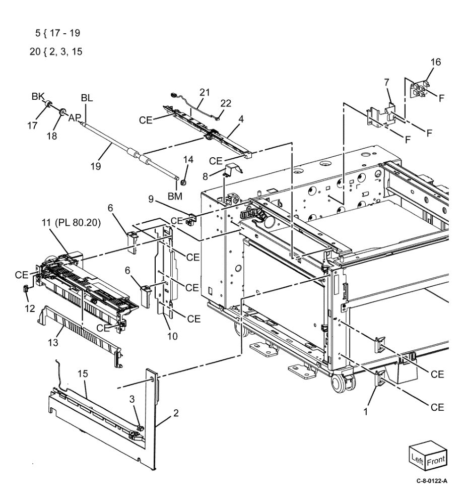 PL 80.15 1TM Feeder parts diagram - Xerox VersaLink C7000 / C7020 / C7025 / C7030