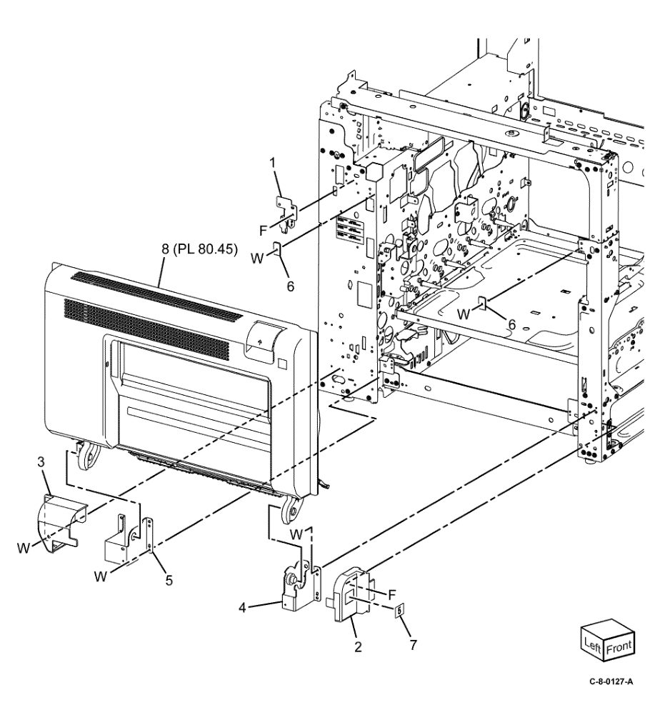 PL 80.40 LH Transport Components parts diagram - Xerox VersaLink C7000 / C7020 / C7025 / C7030