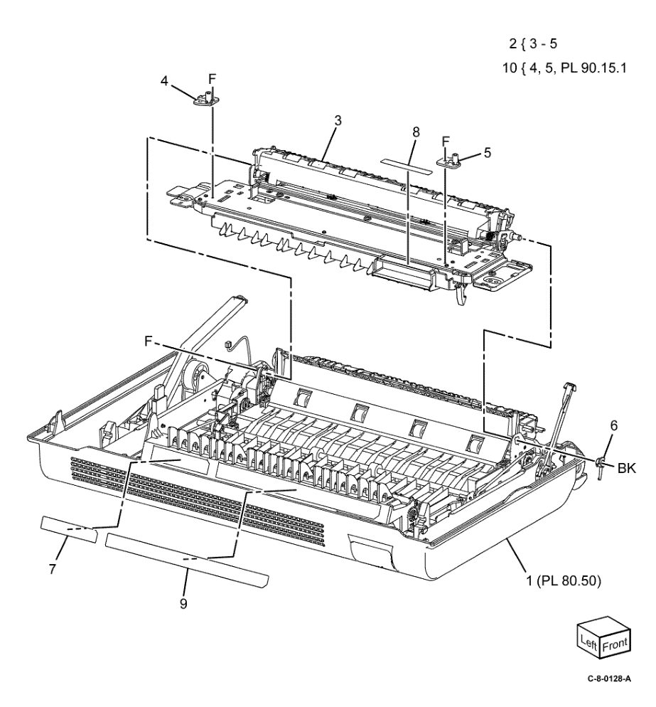 PL 80.45 LH Transport Assembly parts diagram - Xerox VersaLink C7000 / C7020 / C7025 / C7030