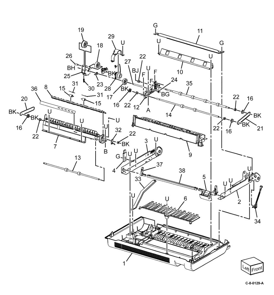 PL 80.50 Duplex LH Cover parts diagram - Xerox VersaLink C7000 / C7020 / C7025 / C7030