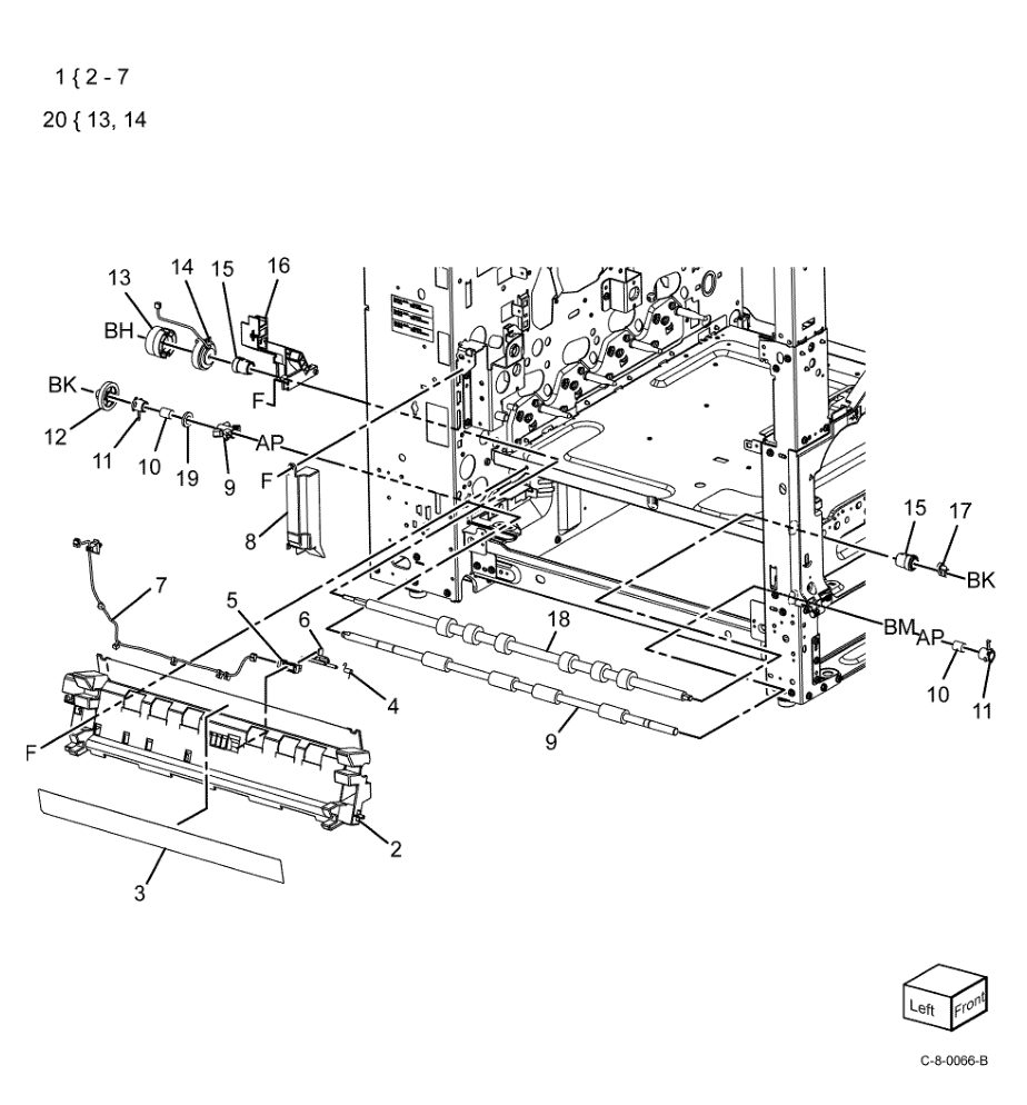 PL 80.55 Registration parts diagram - Xerox VersaLink C7000 / C7020 / C7025 / C7030