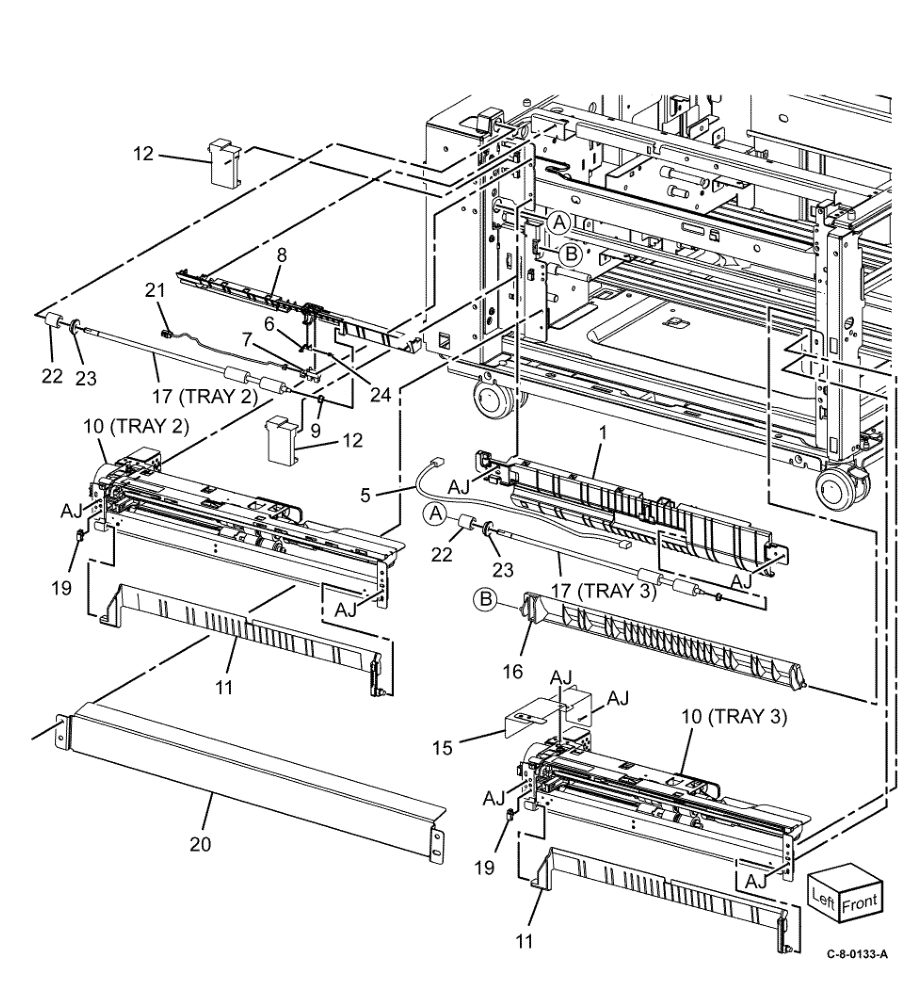 PL 80.65 TTM Tray 2 and 3 Feeders parts diagram - Xerox VersaLink C7000 / C7020 / C7025 / C7030
