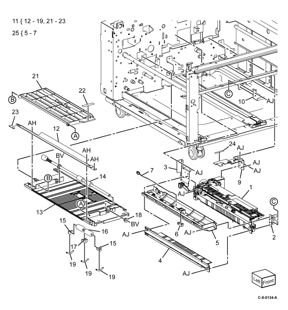 PL 80.70 TTM Tray 4 Feeder parts diagram - Xerox VersaLink C7000 / C7020 / C7025 / C7030