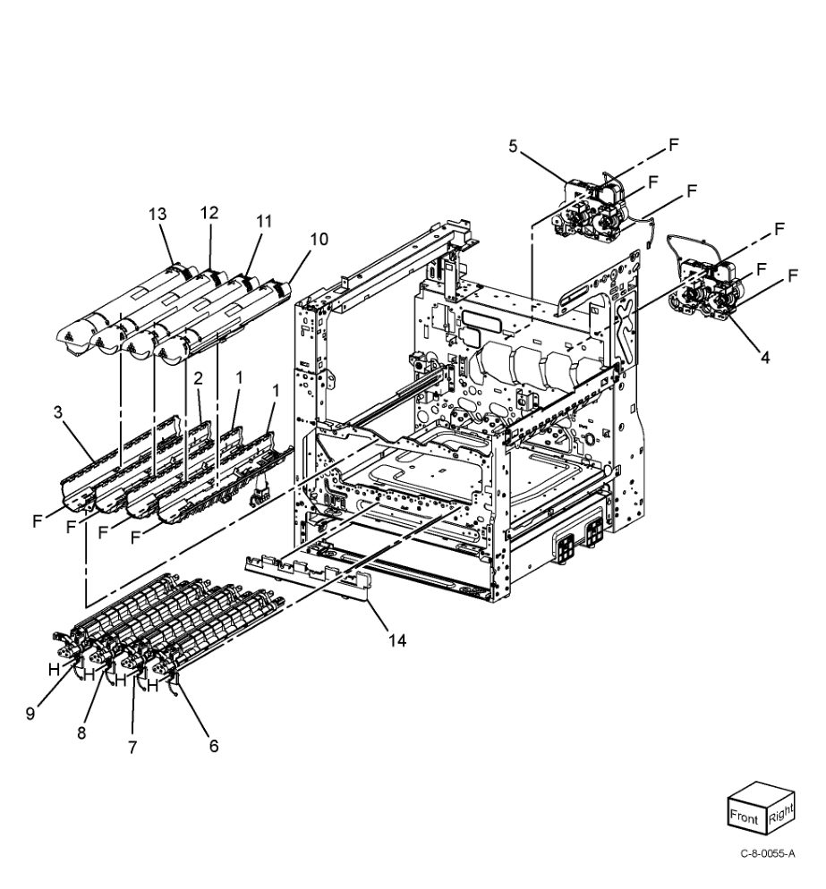 PL 90.05 Dispenser, Developer Unit parts diagram - Xerox VersaLink C7000 / C7020 / C7025 / C7030