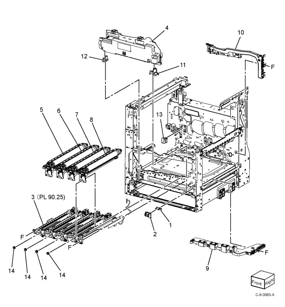 PL 90.20 Xerographic Components parts diagram - Xerox VersaLink C7000 / C7020 / C7025 / C7030