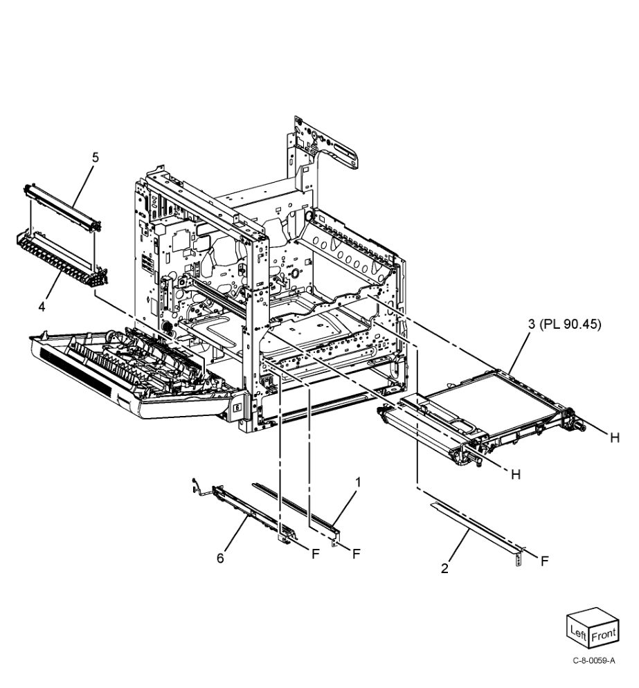 PL 90.40 IBT Belt Unit, 2nd BTR Roll, parts diagram - Xerox VersaLink C7000 / C7020 / C7025 / C7030