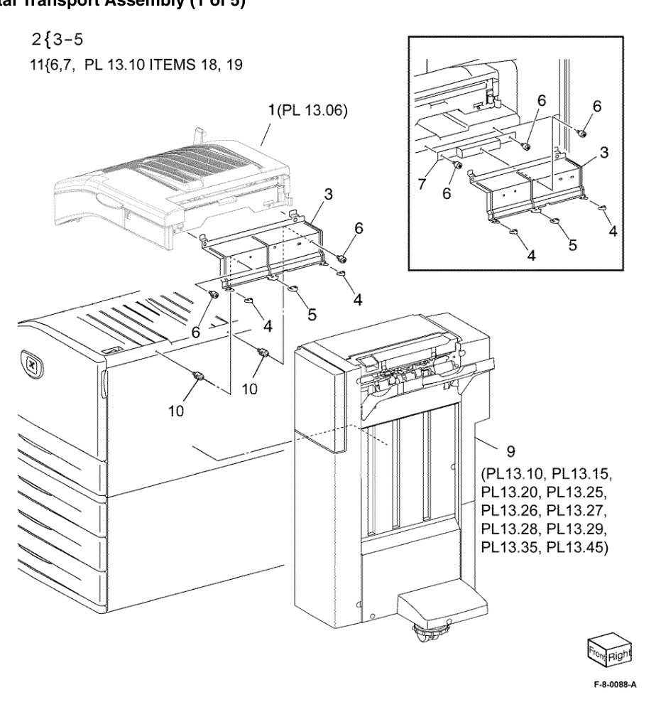 PL 13.05 Office Finisher LX - Horizontal Transport Assembly (1 of 5) parts diagram - Xerox VersaLink C8000 / C9000