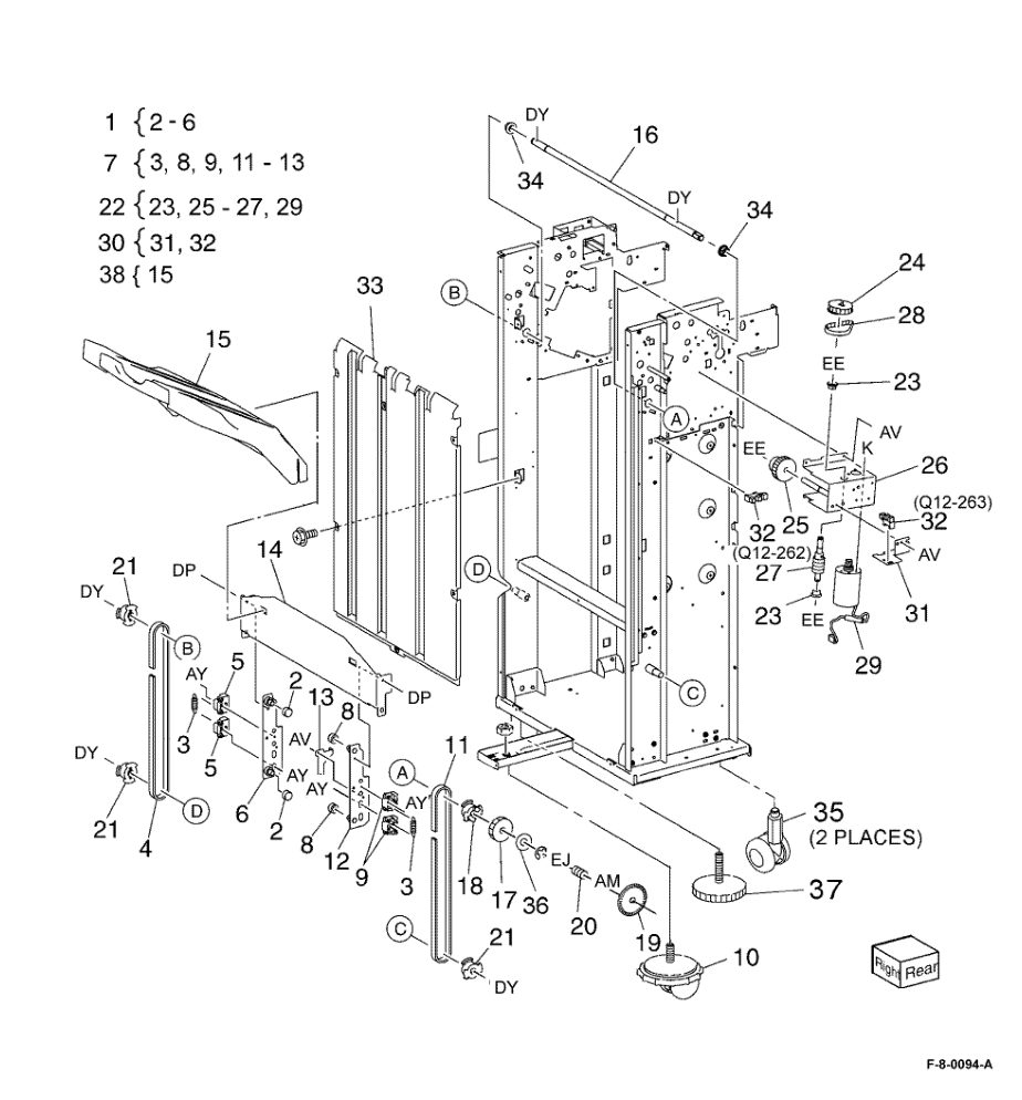 PL 13.15 Office Finisher LX Stacker parts diagram - Xerox VersaLink C8000 / C9000