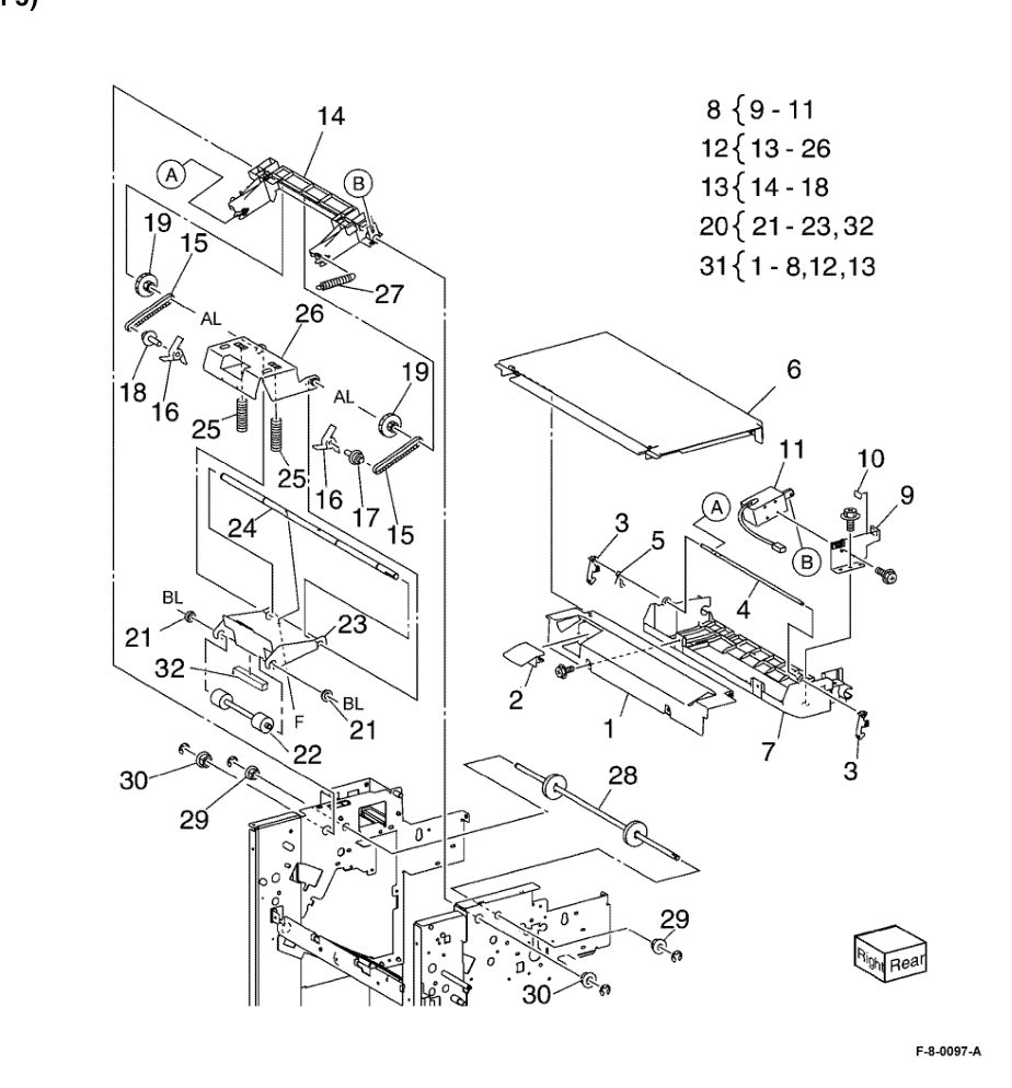 PL 13.26 Office Finisher LX Ejector (2 of 5) parts diagram - Xerox VersaLink C8000 / C9000
