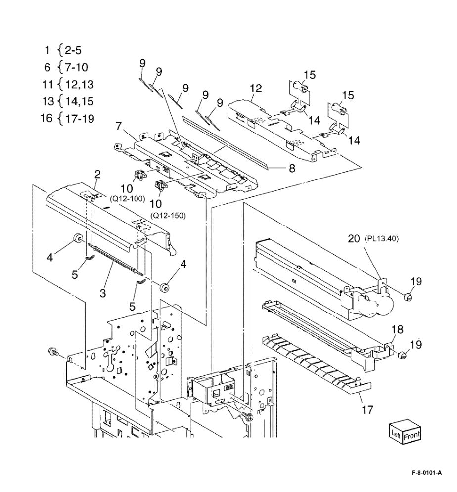 PL 13.35 Office Finisher LX Exit and Folder Assembly parts diagram - Xerox VersaLink C8000 / C9000