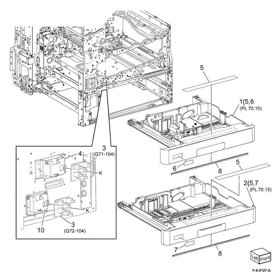 PL 70.05 Tray 1 & 2 Assembly parts diagram - Xerox VersaLink C8000 / C9000