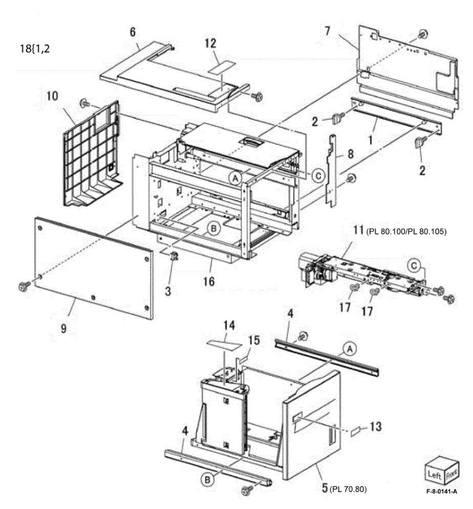 PL 70.75 HCF Unit parts diagram - Xerox VersaLink C8000 / C9000