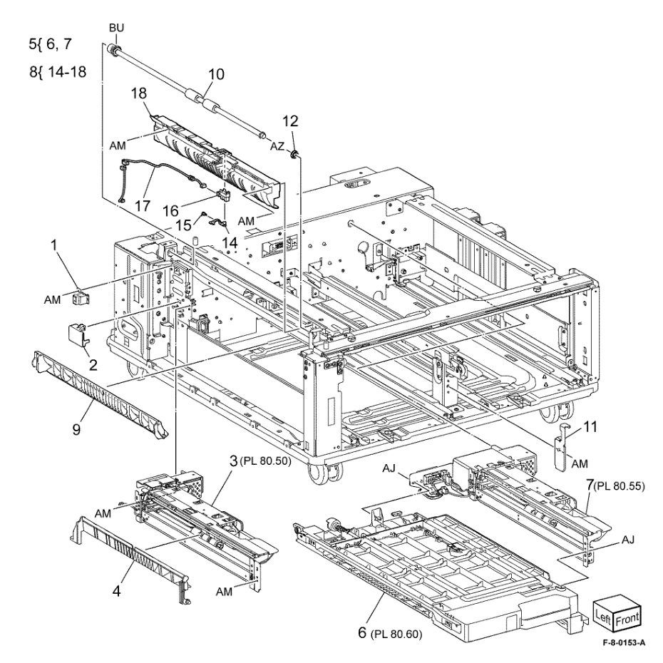 PL 80.40 TTM Transport assembly / Tray 3 & 4 Feedhead Assembly parts diagram - Xerox VersaLink C8000 / C9000