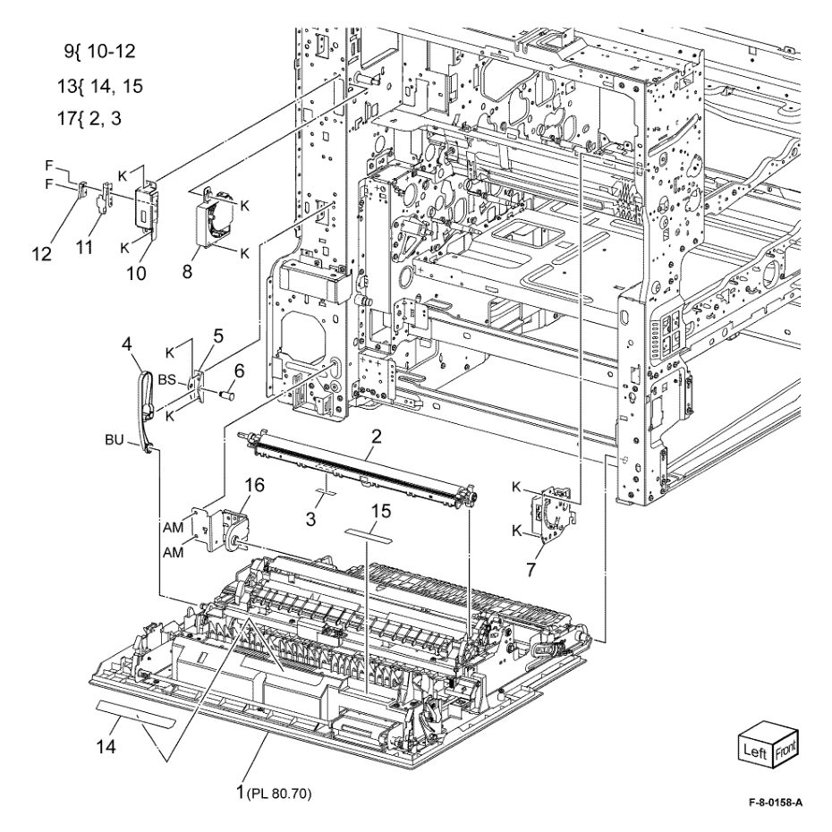 PL 80.65 Left Cover Components parts diagram - Xerox VersaLink C8000 / C9000