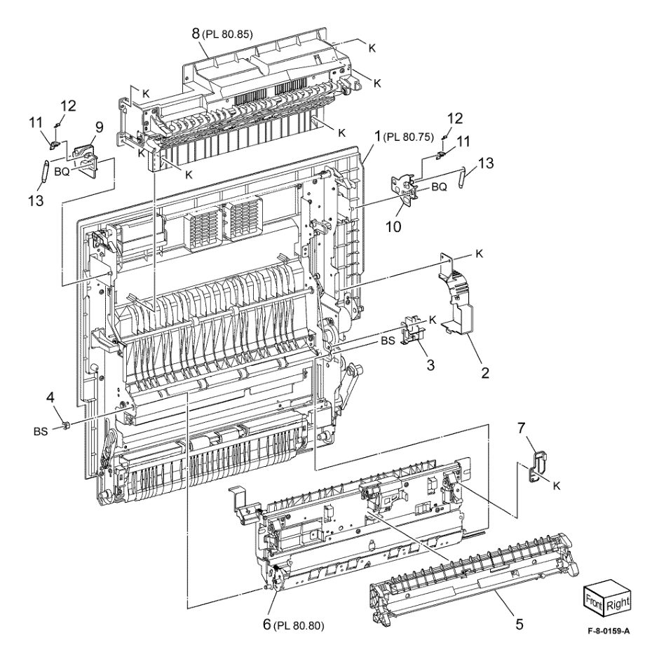PL 80.70 Left Cover Transport Components parts diagram - Xerox VersaLink C8000 / C9000